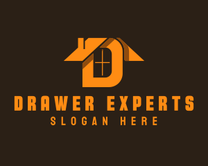 Orange Letter D House logo design