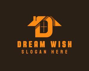 Orange Letter D House logo design