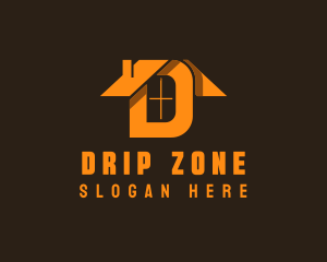 Orange Letter D House logo design