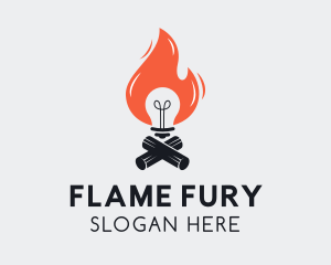 Flame Light Bulb  logo design