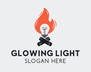 Flame Light Bulb  logo design