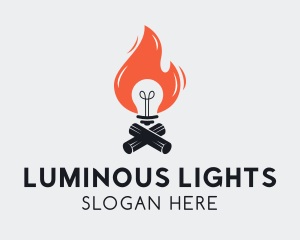 Flame Light Bulb  logo design