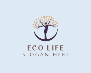 Crescent Feminine Woman Tree logo design