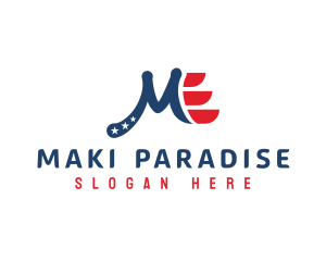 Patriotic American Letter M logo design