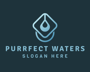 Blue Droplet Water logo design