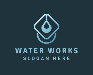 Blue Droplet Water logo design