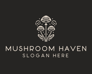 Fungi Mushroom Leaves logo design