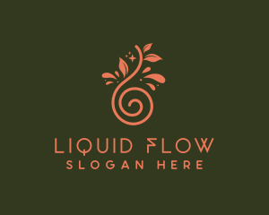 Leaf Swirl Droplet logo design