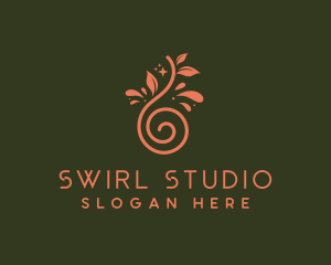 Leaf Swirl Droplet logo design