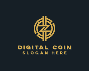 Blockchain Fintech Currency logo design