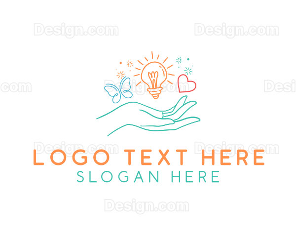 Doodle Hand Lightbulb Logo