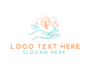 Doodle Hand Lightbulb logo