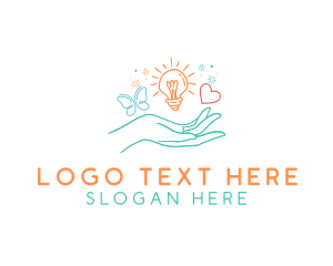 Doodle Hand Lightbulb Logo