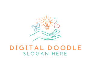 Doodle Hand Lightbulb logo