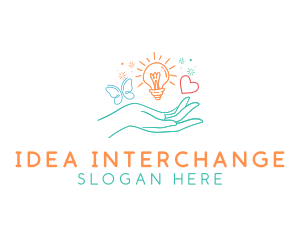 Doodle Hand Lightbulb logo design