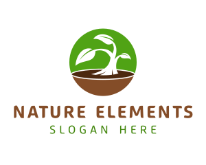 Round Natural Plant logo design