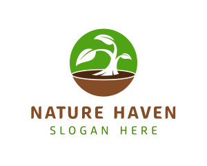 Round Natural Plant logo design