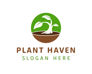 Round Natural Plant logo design