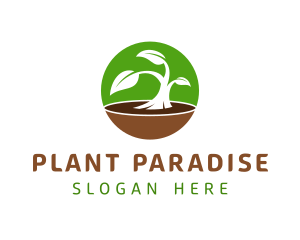 Round Natural Plant logo design