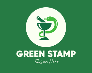 Green Mortar &Goblet Snake logo design