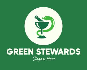 Green Mortar &Goblet Snake logo design