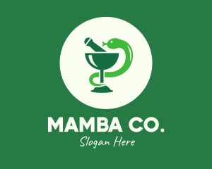 Green Mortar &Goblet Snake logo design