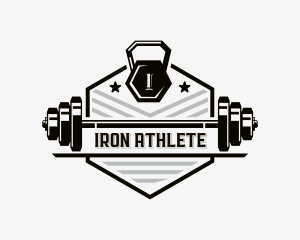 Weightlifting Barbell Kettlebell logo design