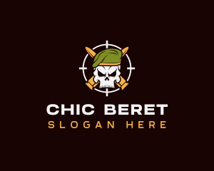 Military Bullet Skull logo design