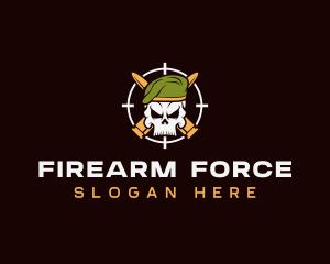 Military Bullet Skull logo design