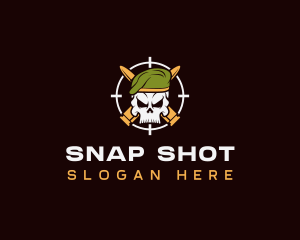 Military Bullet Skull logo design