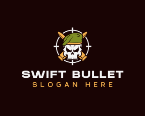 Military Bullet Skull logo design