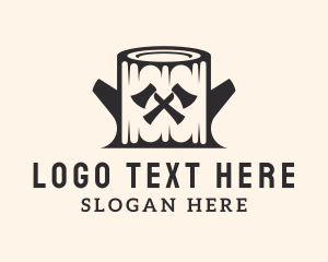 Tree Trunk Ax Lumberjack logo