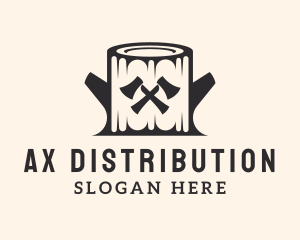 Tree Trunk Ax Lumberjack logo design