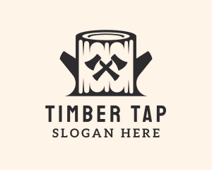 Tree Trunk Ax Lumberjack logo design