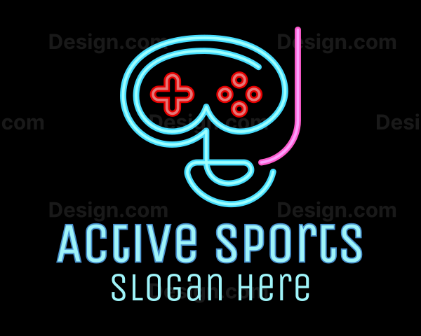 Neon Goggle Diver Game Controller Logo