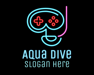 Neon Goggle Diver Game Controller logo design