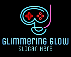 Neon Goggle Diver Game Controller logo design