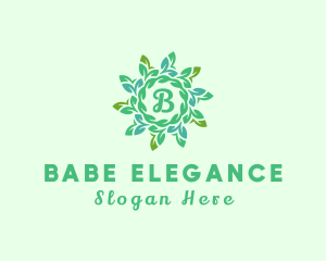 Natural Leaf Wreath  logo design