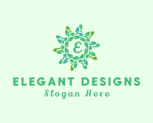 Natural Leaf Wreath  logo design
