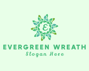 Natural Leaf Wreath  logo design