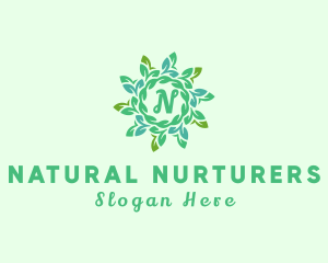 Natural Leaf Wreath  logo design