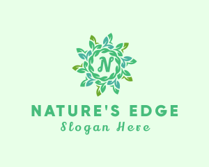 Natural Leaf Wreath  logo design