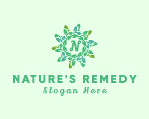 Natural Leaf Wreath  logo design