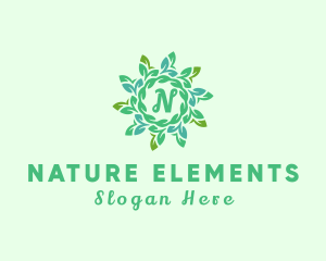 Natural Leaf Wreath  logo design