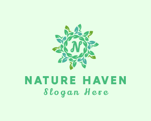 Natural Leaf Wreath  logo design