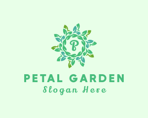 Natural Leaf Wreath  logo design