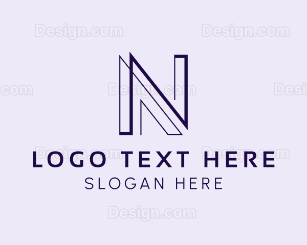 Linear Geometric Outline Letter N Logo