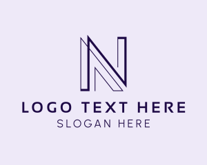 Linear Geometric Outline Letter N logo