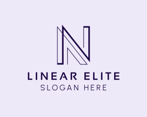 Linear Geometric Outline Letter N logo