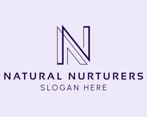 Linear Geometric Outline Letter N logo design